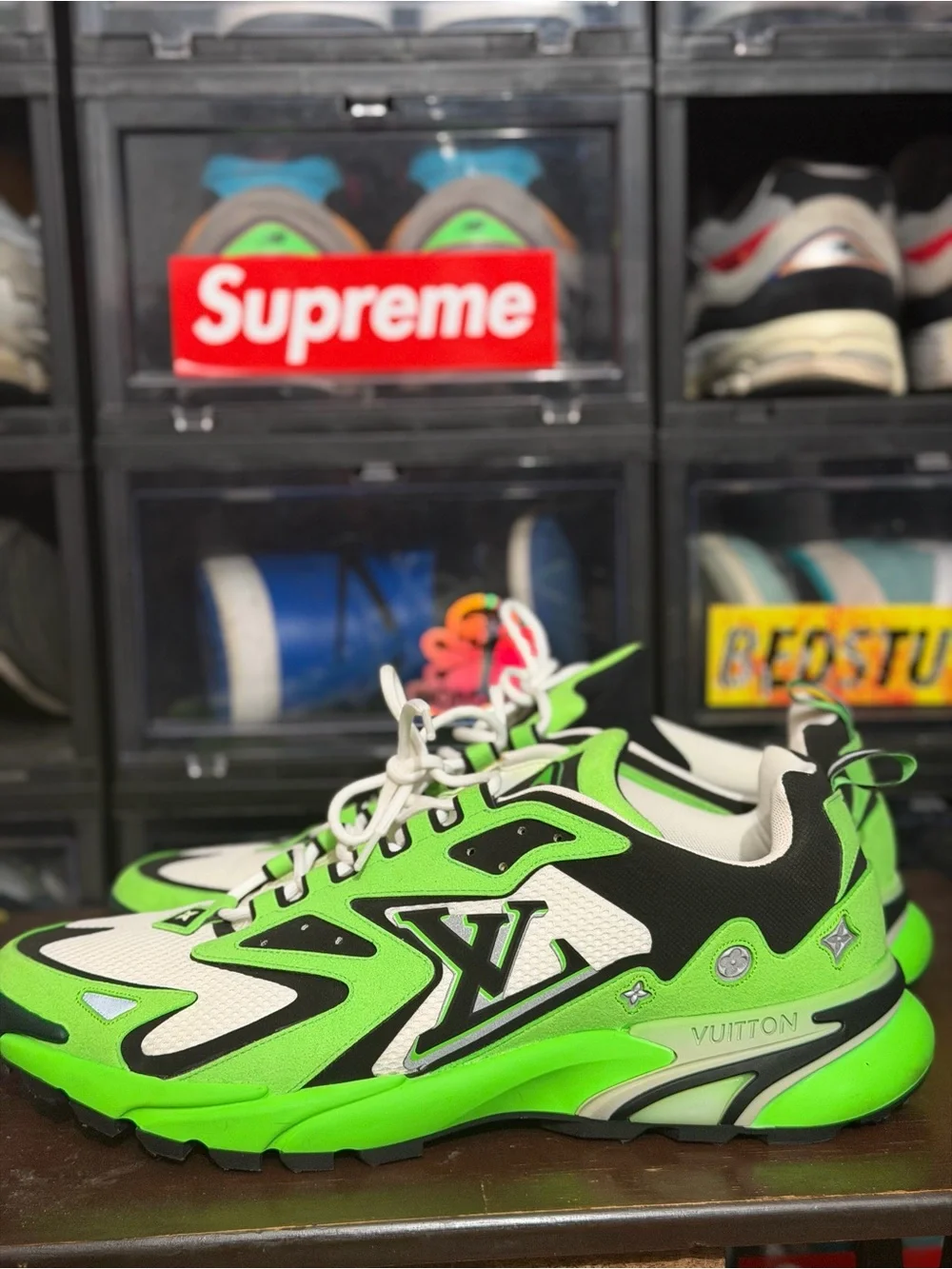 Louis Vuitton Men's Neon Green, Black & White Runner Sneaker